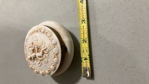 lot 2400 image: Ceramic Jewelry Box with Cherub Design