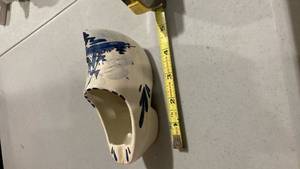 lot 2402 image: Delft Blue and White Ceramic Dutch Shoe