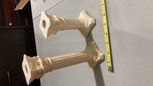 lot 2408 image: Decorative White plaster pedestals 2 12�� x 8�� and 5 12 inch