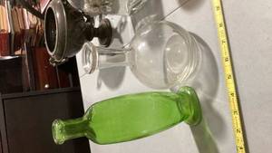 lot 2434 image: Glass Decanter with Green Glass Bottle