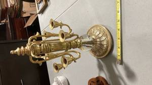 lot 2441 image: Brass Five-Light Chandelier