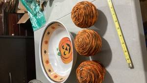 lot 2453 image: Halloween Pumpkin and Spider Serving Bowl