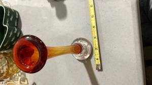 lot 2455 image: Handcrafted Red and Amber Glass vase