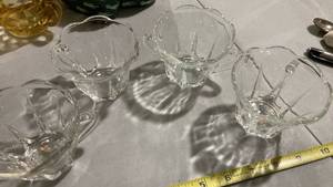 lot 2458 image: Crystal Clear Glass creamer, and sugar dish. 2 sets