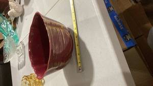 lot 2462 image: Burgundy Glass Shell vase