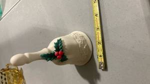 lot 2465 image: Porcelain Holiday Bird Bell with Holly Decoration