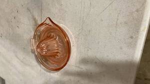 lot 2522 image: Pink Depression Glass Citrus Juicer