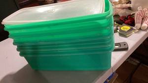 lot 2537 image: Tupperware Green Storage Containers no lids