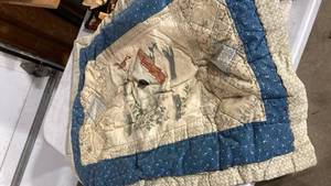 lot 2567 image: 2) quilted pillow shams with birdhouse