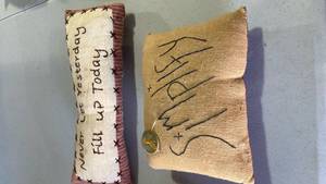 lot 2569 image: Handstitched Decorative pillows