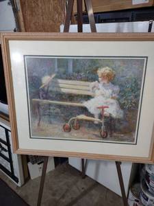 lot 3932 image: Impressionist Style Garden Swing Artwork
