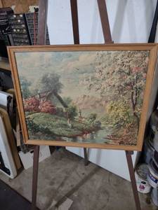 lot 3960 image: Spring Countryside Print in Wood Frame
