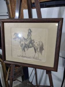 lot 3961 image: Native American Horse Rider Drawing by Rebman