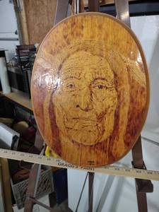 lot 3963 image: Hand Carved Wooden Portrait Plaque