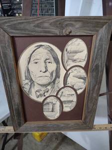 lot 3977 image: Native American Portrait with Landscape Art Print