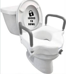 lot 3107 image: Carex E-Z Lock Raised Toilet Seat with Handles, 4.5 Inch Toilet Seat Riser with Arms, Toilet Riser Fits Most Toilets, Elongated or Round, Toilet Seat Lifter, White