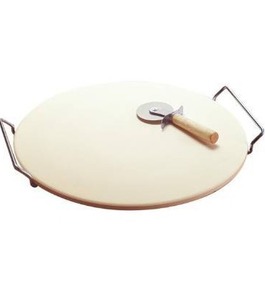 lot 3110 image: GoodCook Oven to Table Ceramic Stoneware Pizza Stone with Metal Rack, 17.55
