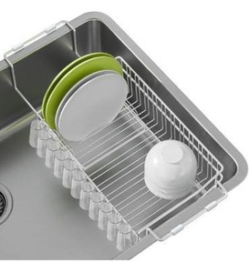lot 3115 image: Dish Drying Rack in Sink, Expandable Stainless Steel Dish Drainers for Kitchen Counter, Dish Dryer Rack for Inside Sink, Over The Sink Dish Racks with Utensil Holder 14.5 to 22 Silver