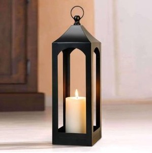 lot 3118 image: (118)Modern Farmhouse Lantern Decor, Black Metal Decorative Hanging Candle Lanterns Ideal for Home Decor, Parties & Events, 21.2 High (No Glass Panel)
