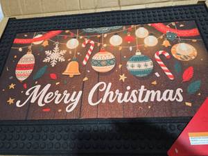 lot 3131 image: Aucuda Merry Christmas  Doormat, Xmas Front Door Welcome Mats, Outdoor Christmas Door mat, Non-Slip Indoor Entrance Christmas Floor Mat, Holiday Winter Home Decoration 27.5x16 Inch.