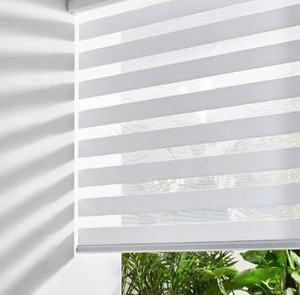 lot 3133 image: Persilux Custom Size Cordless Zebra Blinds for Windows Free-Stop Roller Windows Shades Dual Layer Light Control for Day and Night, Light Filtering Sheer Shades for Home White