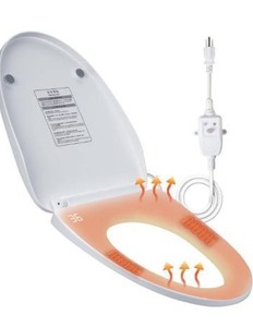 lot 3138 image: Heated Toilet Seat with Temperature Display and Built-in Side Control, 3-Speed Heating Mode Elongated Toilet Seats with Earth Leakage Protection, Slow Close Warming Toilet Seat with Auto Night Light
