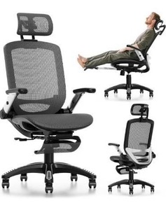lot 3153 image: GABRYLLY Ergonomic Office Chair with Footrest, High Back Home Desk Chair - 3D Headrest, Flip-Up Arms, 135° Tilt and Wide Cushion, Heavy Duty Mesh Chairs for Task Computer Gaming,GYB01-FT