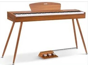 lot 3156 image: Donner DEP-1S Digital Piano 88 Key Weighted Keyboard, Full-size Electric Piano for Beginners, with Sheet Music Stand, Triple Pedal, Power Adapter, Supports USB-MIDI Connecting, Retro Wood Color