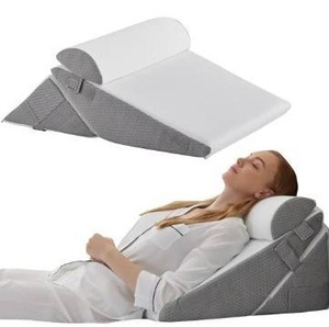 lot 3157 image: Bedluxe Wedge Pillow Headboard, 3PCS Orthopedic Bed Wedge Pillows Set for After Surgery, Adjustable Pillow Wedge for Acid Reflux&Back Pain Relief, Sleeping, Back Pillow for Bed Sitting Up, WhiteGrey