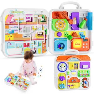 lot 3162 image: INNOSKY Toddler Montessori Toy Busy Board for 1-2 Year Old Boys Girls Gift, Baby Toy 12-18 Months, Musical Learning Educational Toys for 1 Year Old, 1st Birthday Baby Boy Girl Gifts