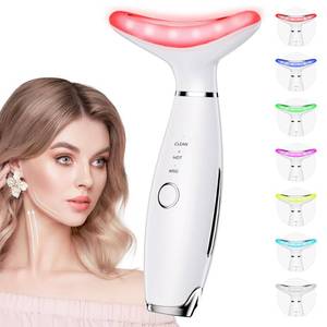 lot 3173 image: Dopsikn 7 Color Galvanic Machines - Red Light Therapy for Face and Neck, Face Massager Tool for Wrinkles, Double Chin, Vibrating Facial Massager with Thermals, White