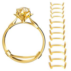 lot 3175 image: ELETIUO Ring Guard Set for Loose Rings,12 Pack 3 Sizes for Different Band Widths,Invisible Ring Size Adjuster Tightener Spacer Fitter for Any Ring Size,Golden Color