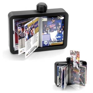 lot 3199 image: Manual Rotary Card Display Stand- Holds 18 Sleeved Cards in Clear PVC Pages, TOP Loading for Easy Swap 360° Viewing Album for Trading, Sports, Game Card Collection (Black)