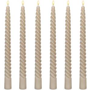 lot 3219 image: 6 Pack 10 Inch Light-Mocha Spiral Taper Candles for Home Decor, Unscented Dripless Twisted Candlesticks for Weddings Dinner Holiday Decoration Formal Events