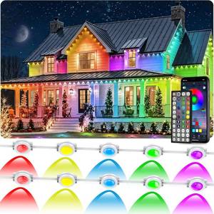 lot 3233 image: CETELUMA 300FT90M Permanent Outdoor RGB Lights, IP67 Waterproof Smart Eave Lighting, with AppRemote Control Eaves Light, DIY LED Scenes Modes for House Roof Decor,Party