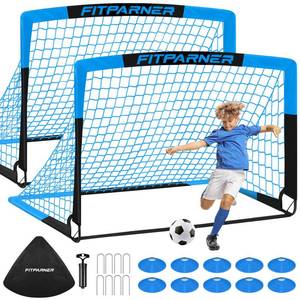 lot 3242 image: Kids Soccer Goals for Backyard Set - 2 Set of 4X3 ft Soccer Nets for Kids Age 3-14,Portable Pop Up Soccer Training Equipment Kit with Soccer Ball,Cones for Toddler Youth Outdoor