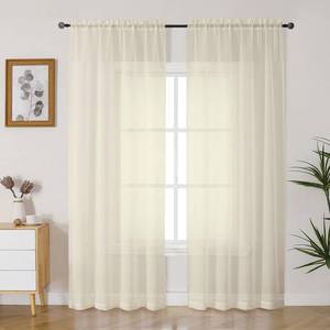 lot 3250 image: Gwine Cream Sheer Curtains 84 Inches Long 2 Panels Set, Voile Light Filtering Sheer Curtains for Living Room, Rod Pocket Window Treatments Drapes, Each 42 Wx84 L, Cream