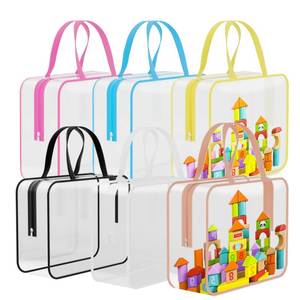 lot 3269 image: 5 Packs Large Toy Storage Bags PVC Waterproof Organizers Toy Bags Reusable Clear PVC Board Game Storage with Zipper and Handle for Board Games, Building Blocks, Puzzles, Toys and Handmade Accessories