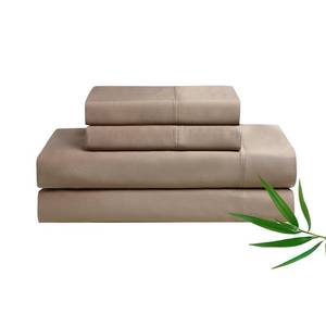 lot 3284 image: YnM Cooling Bed Sheet Set with 100 Percent Rayon, 400TC Fabric with 2 Pillowcases and Flat Sheet, Deep Pocket Fit 19, Silky-Soft & Sweat Wicking, 4 Piece (Queen, Brown)