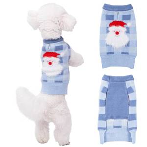 lot 3287 image: LUBOT New Ugly Christmas Sweaters for Puppy Cute Funny Wintertime and Holiday Parties Knitted Pullover Sweater Small Dog Lattice Santa Blue Large
