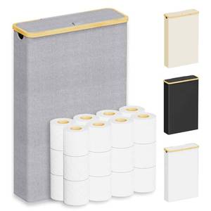 lot 3310 image: SpaceAid Extra Large Toilet Paper Storage with Lid, Hold up to 24 Regular Rolls or 18 Mega Rolls, Slim Toilet Paper Basket Holder Bin Container, Bathroom Accessories Organizer, Grey
