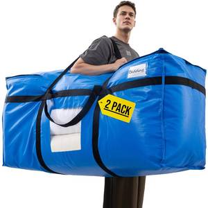 lot 3322 image: TAILI 69 Gallon Extra Large Storage Bags, XXL Blue Heavy Duty Moving Bags For Storage with Visible Window, Wrap Around Handles, Totes for Space Saving, Alternative to Moving Boxes (2 Pack)