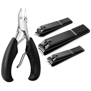 lot 3332 image: 4Pcs Professional Nail Clippers Set, Ultra Sharp Sturdy Fingernail Clipper and Heavy Duty Toe Nail Clippers Adult Thick Nails Long Handle (Black)