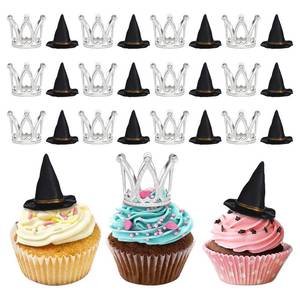 lot 3333 image: 24 Pcs Wicked Cake Decorations, Mini Witch Hat Wicked Cupcake Toppers, Princess Wicked Cake Toppers for Birthday Party Supplies