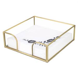 lot 3340 image: Sumnacon Square Glass Napkin Holder - Stylish Gold Luncheon Napkin Holders for Dining Table Countertop Kitchen, Decorative Napkin Basket for Picnic Wedding Party Restaurant Office Hotel