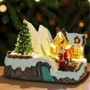 lot 3343 image: Giftgarden Christmas Village with Santa Deer and Rotating Christmas Tree, Lighted Musical Xmas House Decoration Indoor