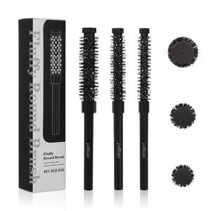 lot 3363 image: LuottsCare 3pcs Small Round Hair Brush for Short Hair - Barrel Hair Brush for Blow Drying, Aluminum Round Brush for Bobs, Bangs, Lobs, Roots, Curling, Pixie Cuts, Straight Hair - Black