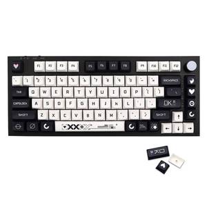 lot 3377 image: JSJT Key Caps XDA Profile Black and White Keycaps, 126 Keys Theme PBT Dye Sublimation Custom Keycap Set for USISO Layout Cherry MX Switch Mechanical Keyboards