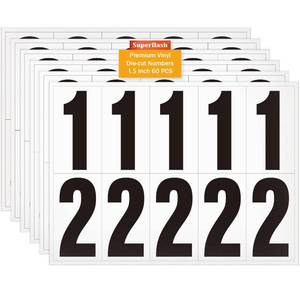 lot 3383 image: 1.5 inch Self Adhesive Numbers for Mailbox, House Numbers, Reflective Mailbox Number, Trash Cans Number, for Outside, 60 PCS (BlackWhite)