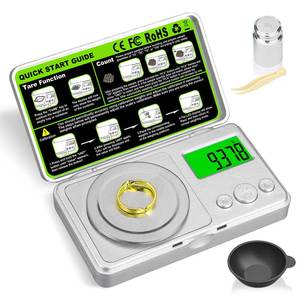 lot 3387 image: High Precision Mg Scale 100g0.001g, Pocket Digital Milligram Scale, Small Gram Jewelry Scale, Coin Scale with 50g Calibration Weight for GoldSilverGemsPowder Medicine Benechef